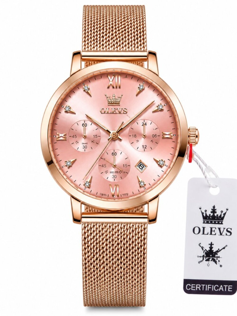 WA-21--OLEVS 5632 Pink Ladies Luxury Fashion Watch